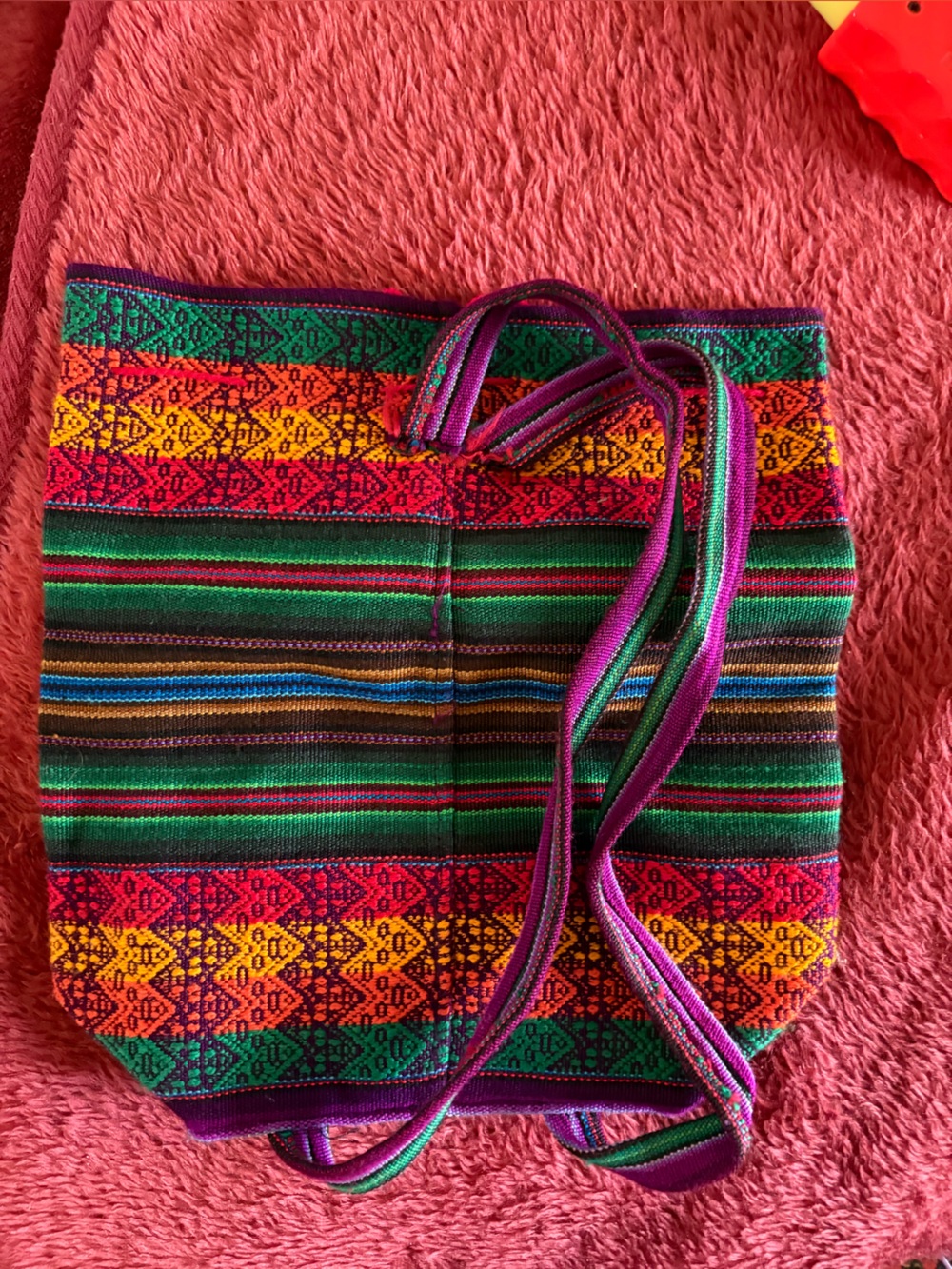 Vintage Handmade Peruvian Embroidered Backpack - Picture 4 of 7